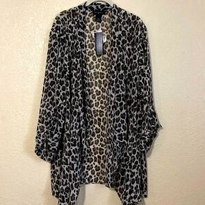 Investments clothing leopard animal print chiffon cascading drape in size 3x NWT